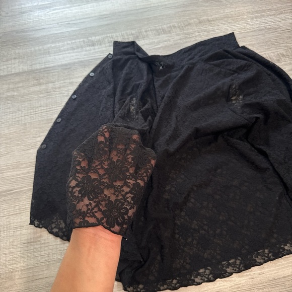 Susan Bristol Charcoal Lace Top long sleeve size PL - Picture 9 of 9